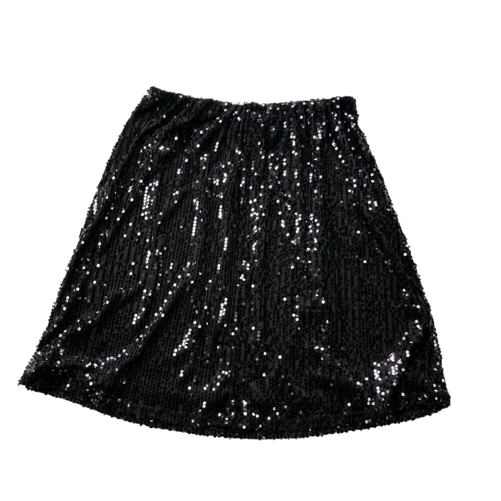 NWT NY Collection Black Sequin A-Line Skirt Size 1X Party Special Occasion